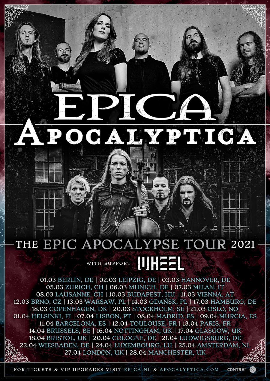 EPICA – il tour europeo da co-headliner con gli APOCALYPTICA è posticipato a primavera 2021!