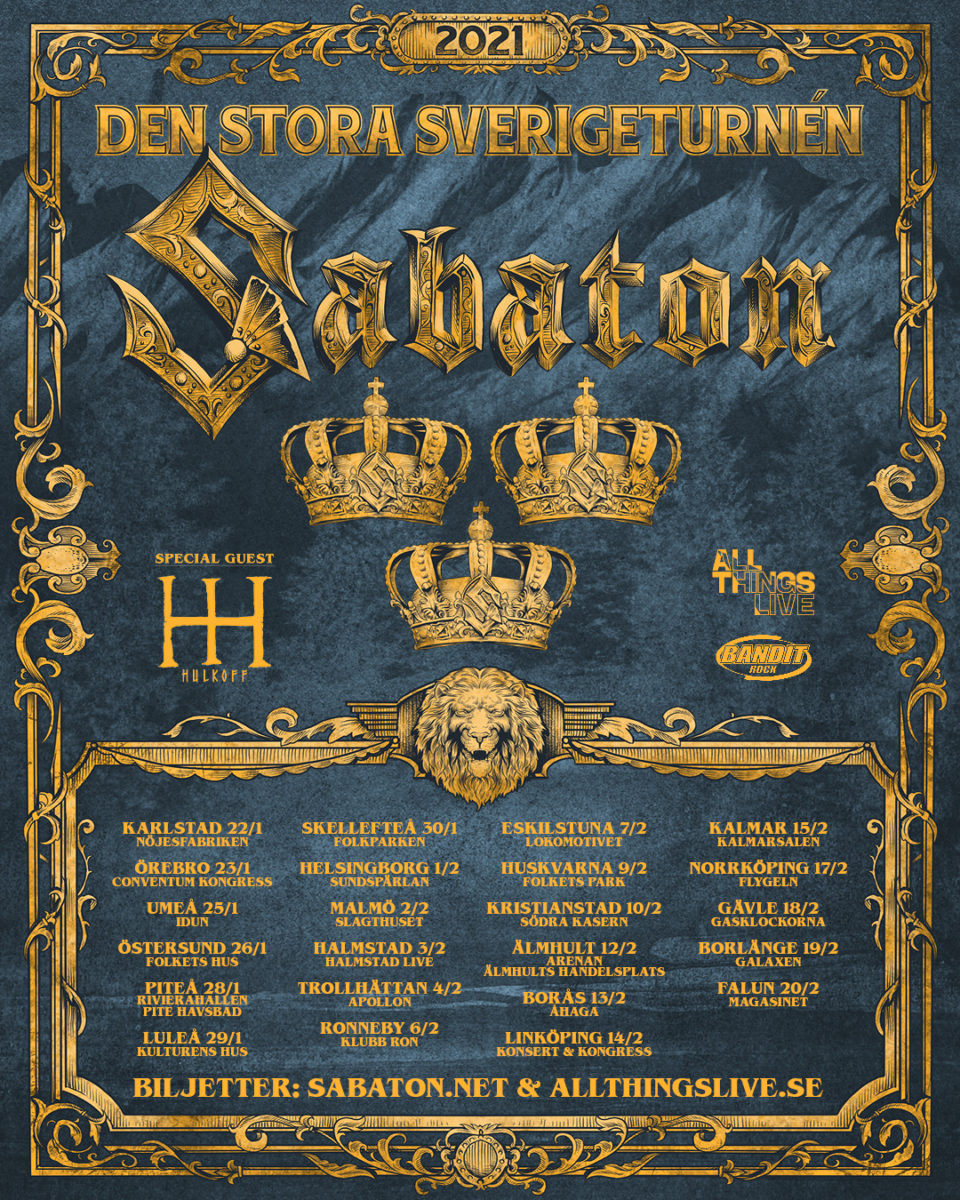 SABATON – annunciano il loro più grande tour in Svezia nel 2021!