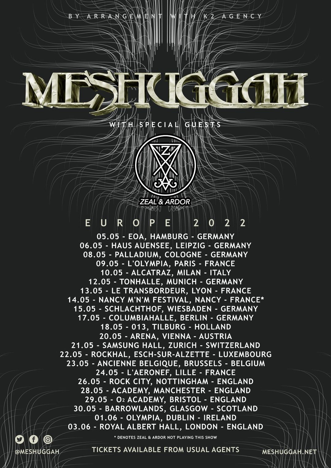 MESHUGGAH – posticipano il tour europeo a maggio 2022