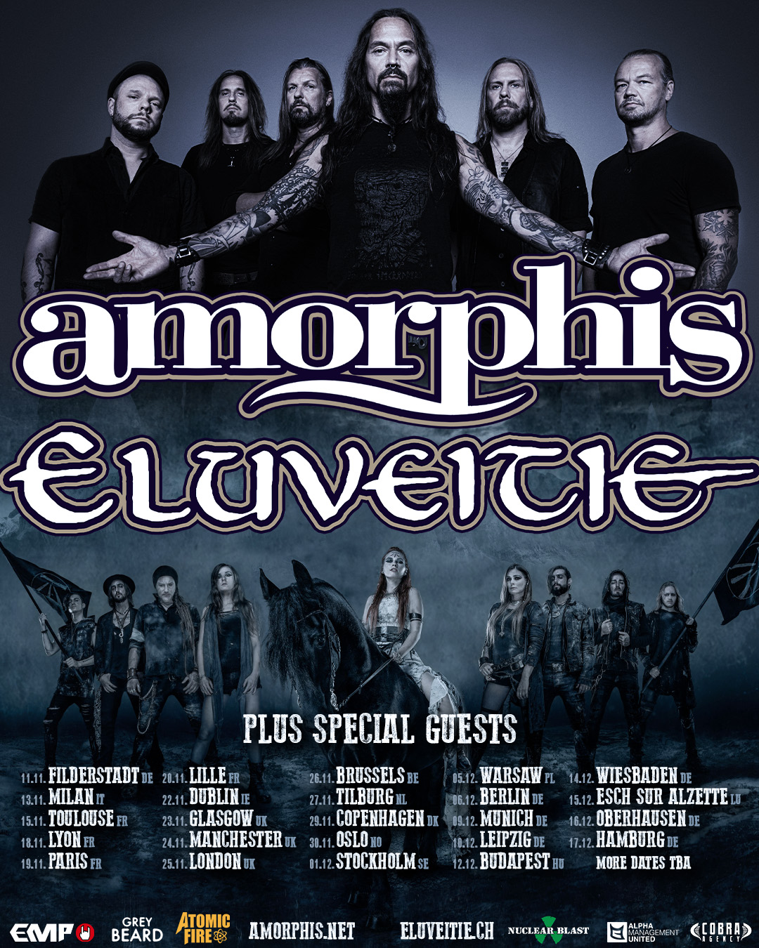 AMORPHIS + ELUVEITIE – tour da co-headliner in Europa a novembre e dicembre 2022